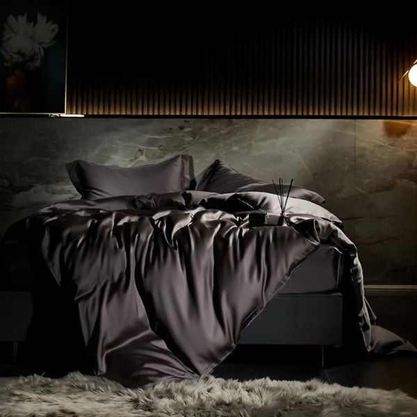 100% Lyocell Fabric Black Duvet Cover Set