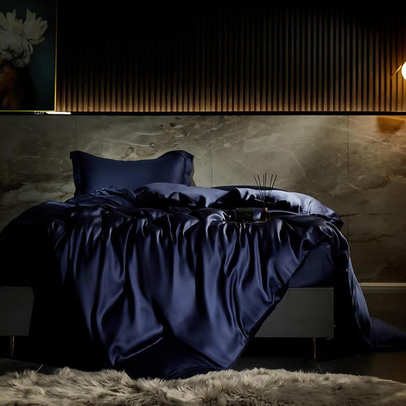 100% Lyocell Fabric Black Duvet Cover Set