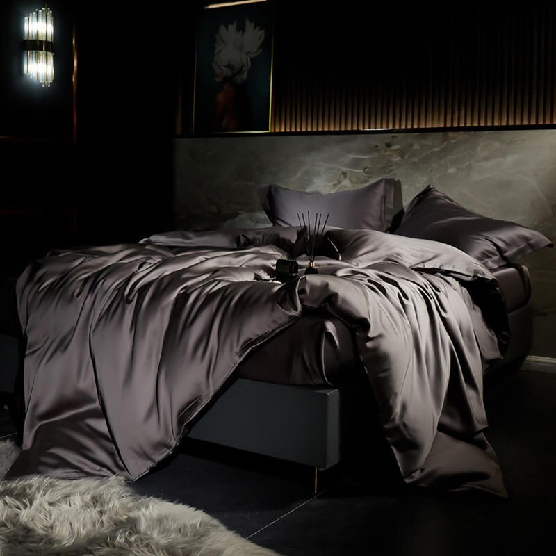 100% Lyocell Fabric Black Duvet Cover Set