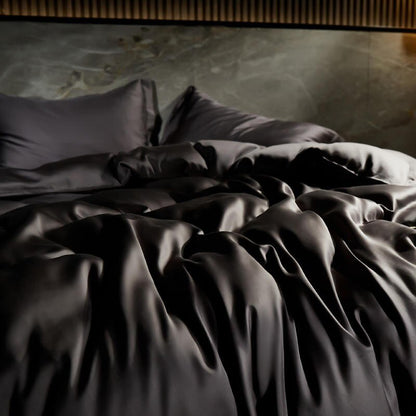 100% Lyocell Fabric Black Duvet Cover Set