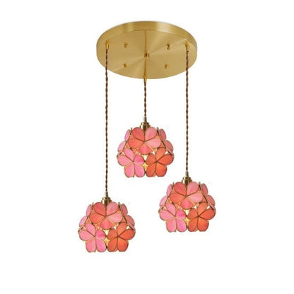 Brass Glass Petal Pendant Light