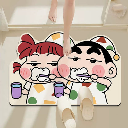 Crayon Shin-chan Toothbrush Bathroom Absorbent Mat - Size 50x80cm | Quick-Drying and Absorbent