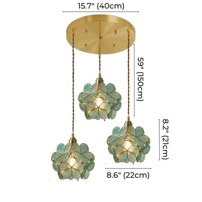 Brass Glass Petal Pendant Light