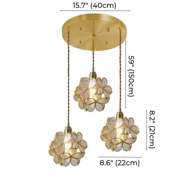 Brass Glass Petal Pendant Light