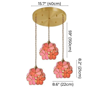 Brass Glass Petal Pendant Light