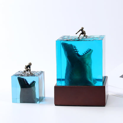 Handmade Jaws & Surfer Boy Resin Table Lamp