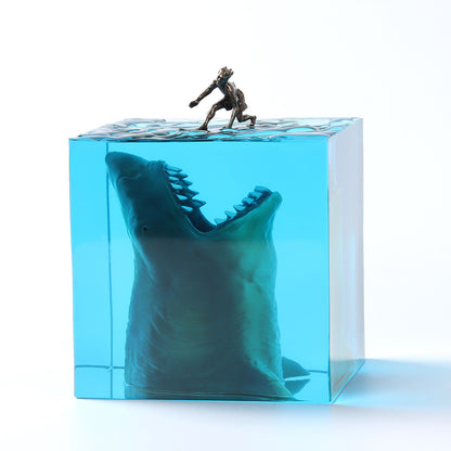 Handmade Jaws & Surfer Boy Resin Table Lamp