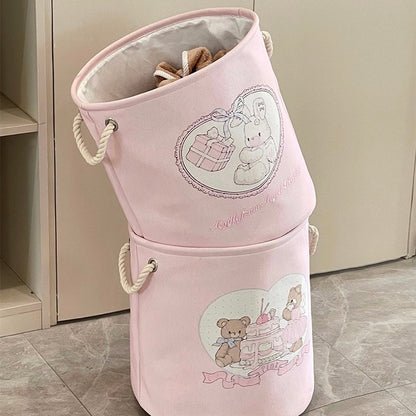 Cute Bear and Bunny Linen Storage Bag/Laundry Basket - Foldable. Water-Resistant. Durable for Clothes and Toys