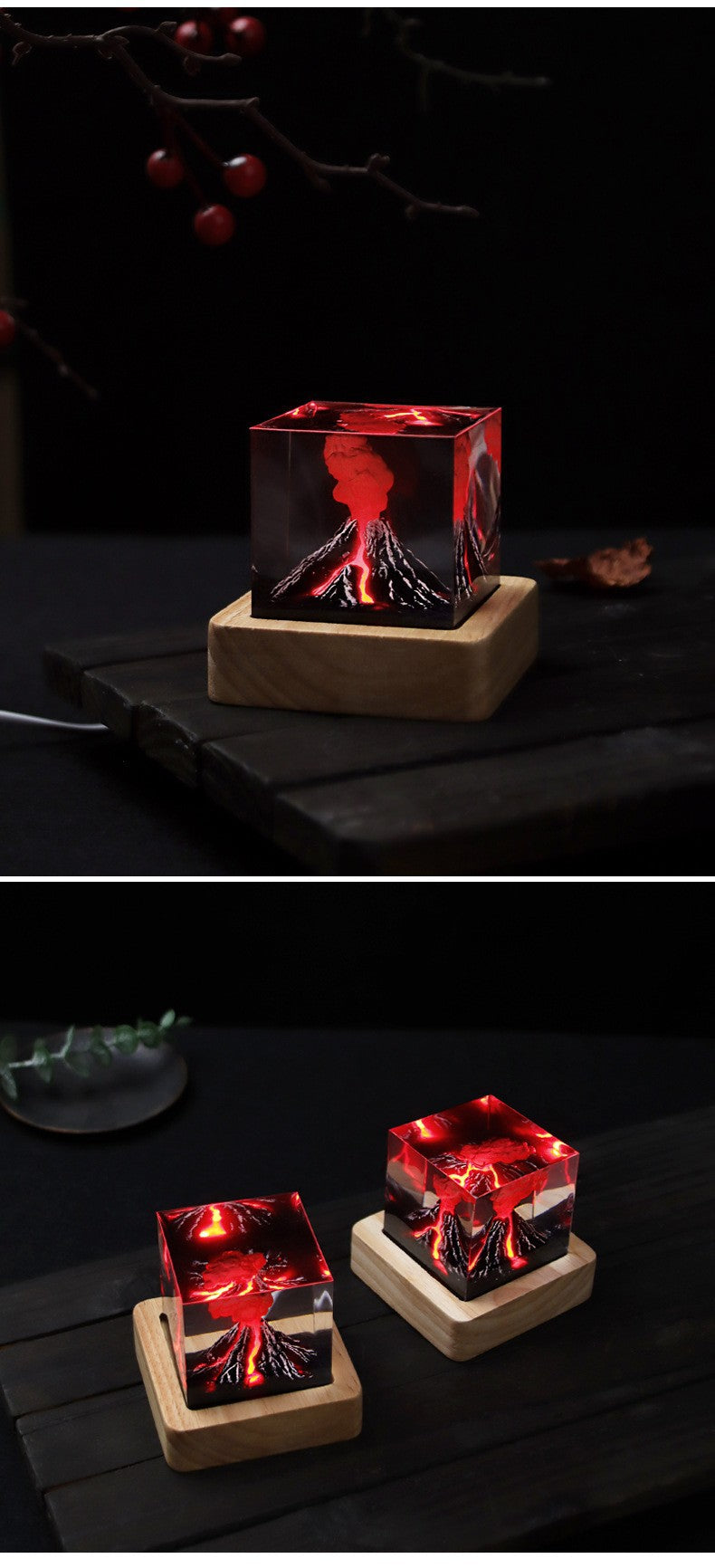 Handmade Jurassic Volcano Eruption Night Light