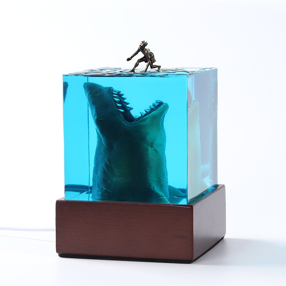 Handmade Jaws & Surfer Boy Resin Table Lamp