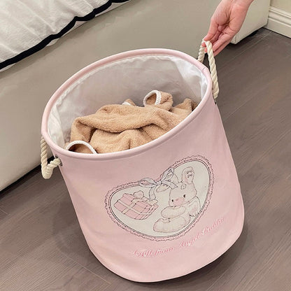 Cute Bear and Bunny Linen Storage Bag/Laundry Basket - Foldable. Water-Resistant. Durable for Clothes and Toys