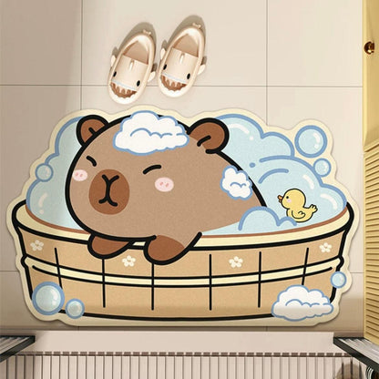 Capybara Shower Bathroom Absorbent Mat - Size 40x60cm / 50x80cm | Quick-Drying and Absorbent