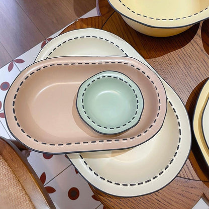 Comic Style Handcrafted Ceramic Dinnerware Set | Unique 2D Aesthetic. 4 Colors Available