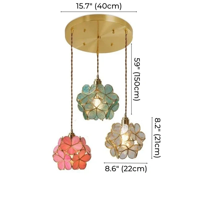 Brass Glass Petal Pendant Light