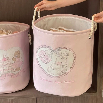 Cute Bear and Bunny Linen Storage Bag/Laundry Basket - Foldable. Water-Resistant. Durable for Clothes and Toys