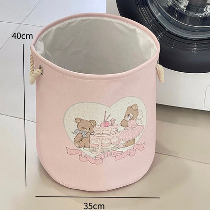 Cute Bear and Bunny Linen Storage Bag/Laundry Basket - Foldable. Water-Resistant. Durable for Clothes and Toys