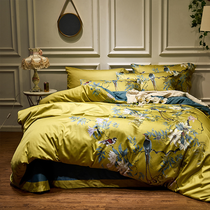 Egyptian Cotton Bird&Flower Duvet Cover Set