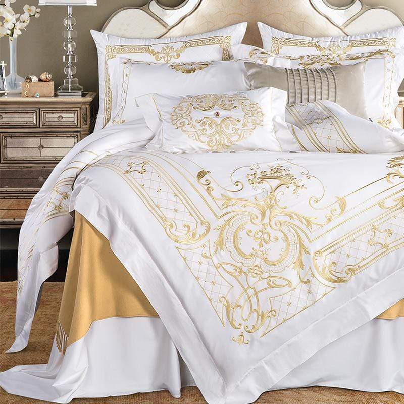 Egyptian Cotton Chic Golden Embroidery Duvet Cover Set