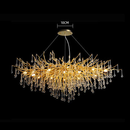 Luxury Rectangular Crystal Tree Raindrop Pendant Light