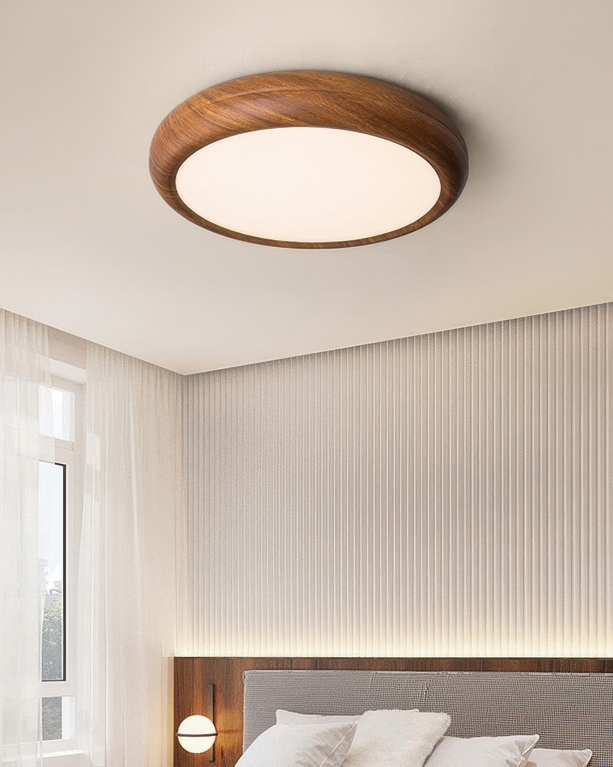 Walnut Color Modern Bedroom Ceiling Lamp