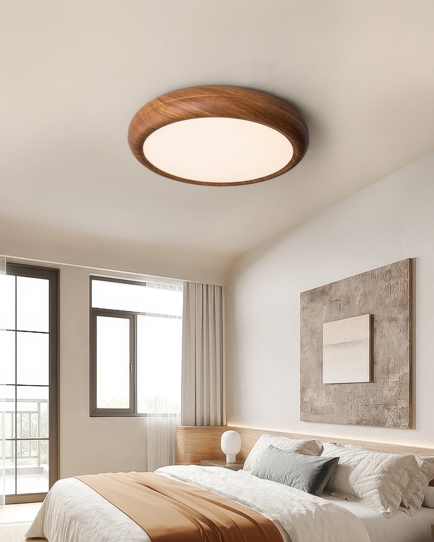 Walnut Color Modern Bedroom Ceiling Lamp