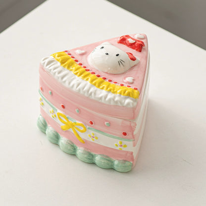 Trendy Cheesecake Jewelry Box, Adorable Ceramic Design with Creative DIY Accents