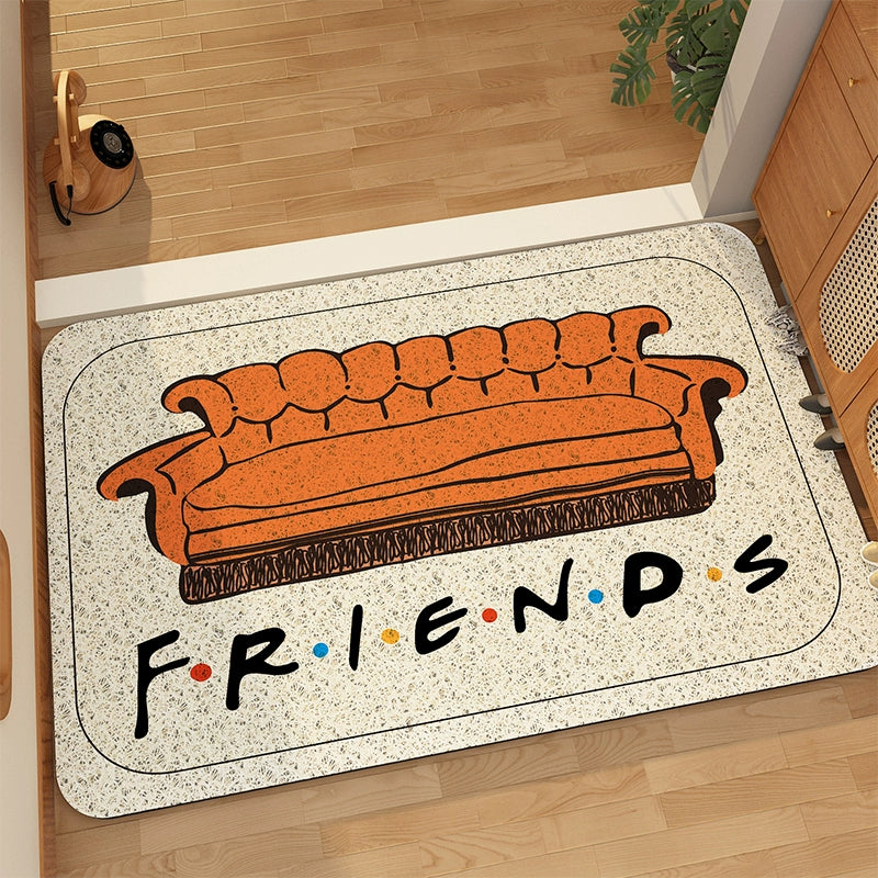 Friends quotes entrance door mat dust removal dirt resistant mat anti-slip door carpet home pvc mat