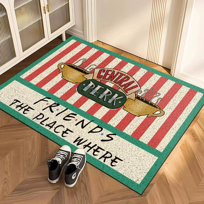 Friends quotes entrance door mat dust removal dirt resistant mat anti-slip door carpet home pvc mat