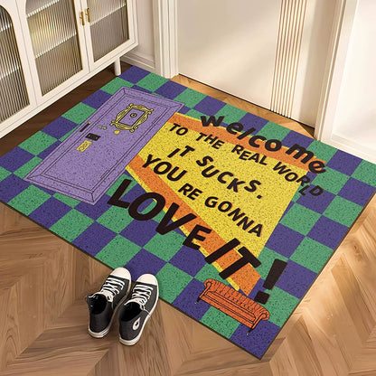 Friends quotes entrance door mat dust removal dirt resistant mat anti-slip door carpet home pvc mat