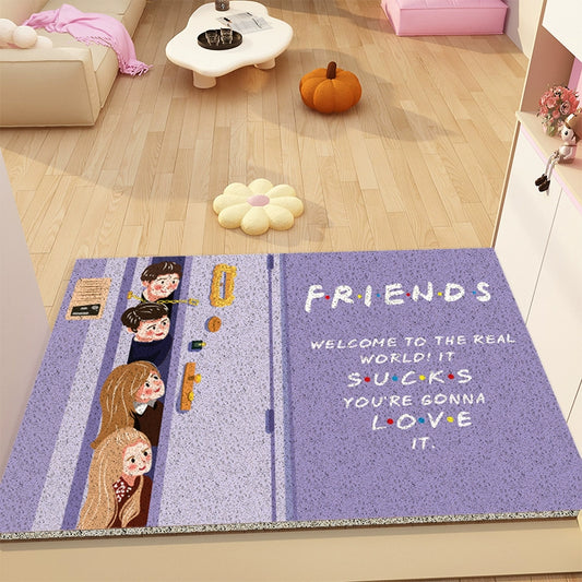 Friends quotes entrance door mat dust removal dirt resistant mat anti-slip door carpet home pvc mat