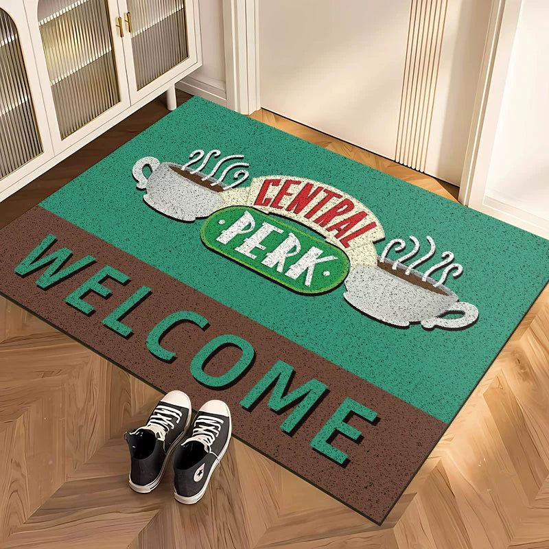 Friends quotes entrance door mat dust removal dirt resistant mat anti-slip door carpet home pvc mat