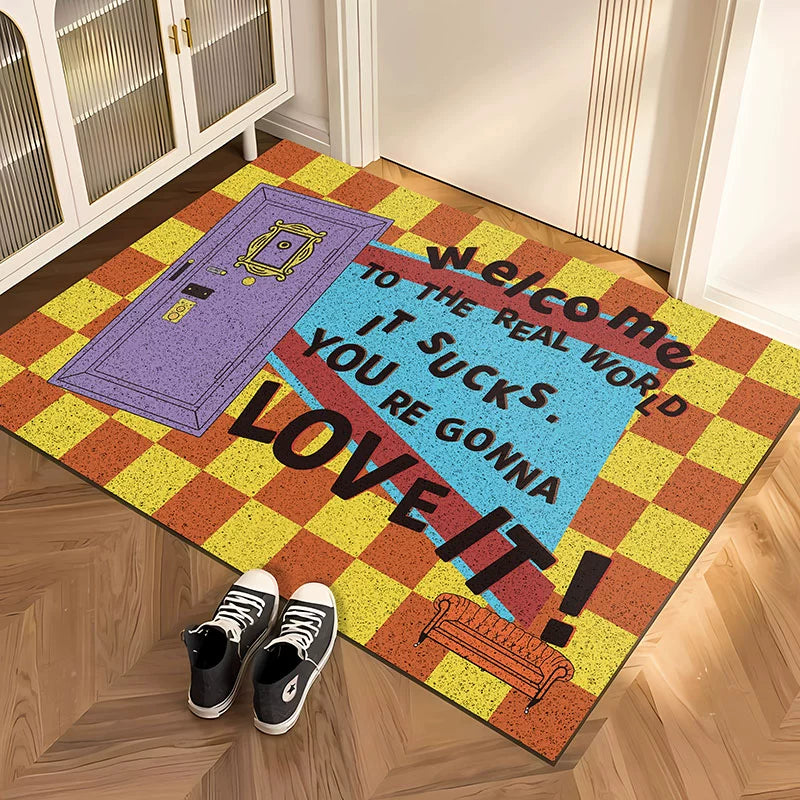 Friends quotes entrance door mat dust removal dirt resistant mat anti-slip door carpet home pvc mat