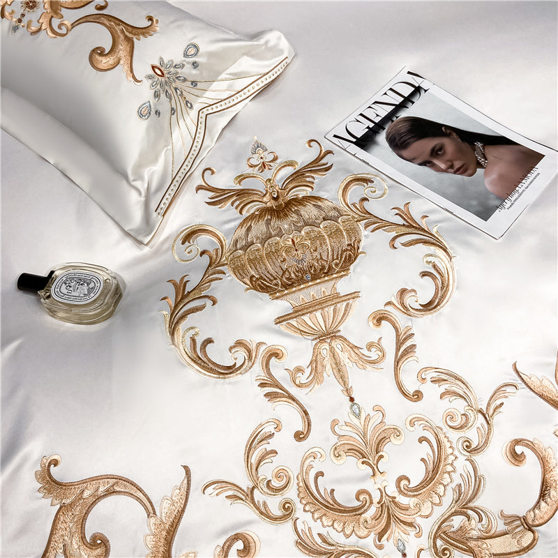 OZMUNDO Egyptian Cotton Embroidered Bedding Set