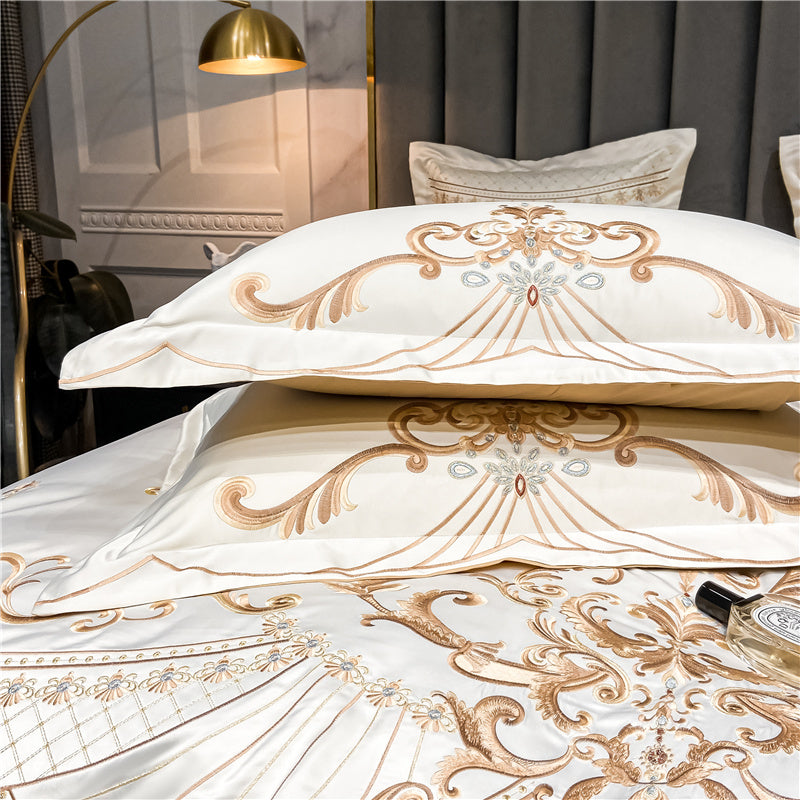 OZMUNDO Egyptian Cotton Embroidered Bedding Set