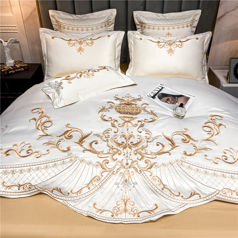 OZMUNDO Egyptian Cotton Embroidered Bedding Set