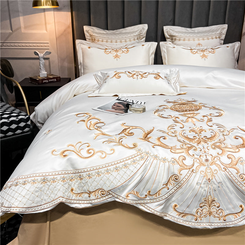 OZMUNDO Egyptian Cotton Embroidered Bedding Set