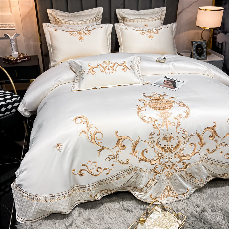 OZMUNDO Egyptian Cotton Embroidered Bedding Set