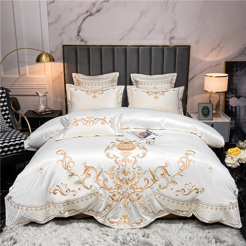 OZMUNDO Egyptian Cotton Embroidered Bedding Set