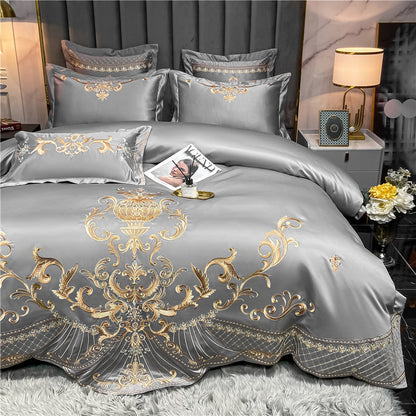 OZMUNDO Egyptian Cotton Embroidered Bedding Set