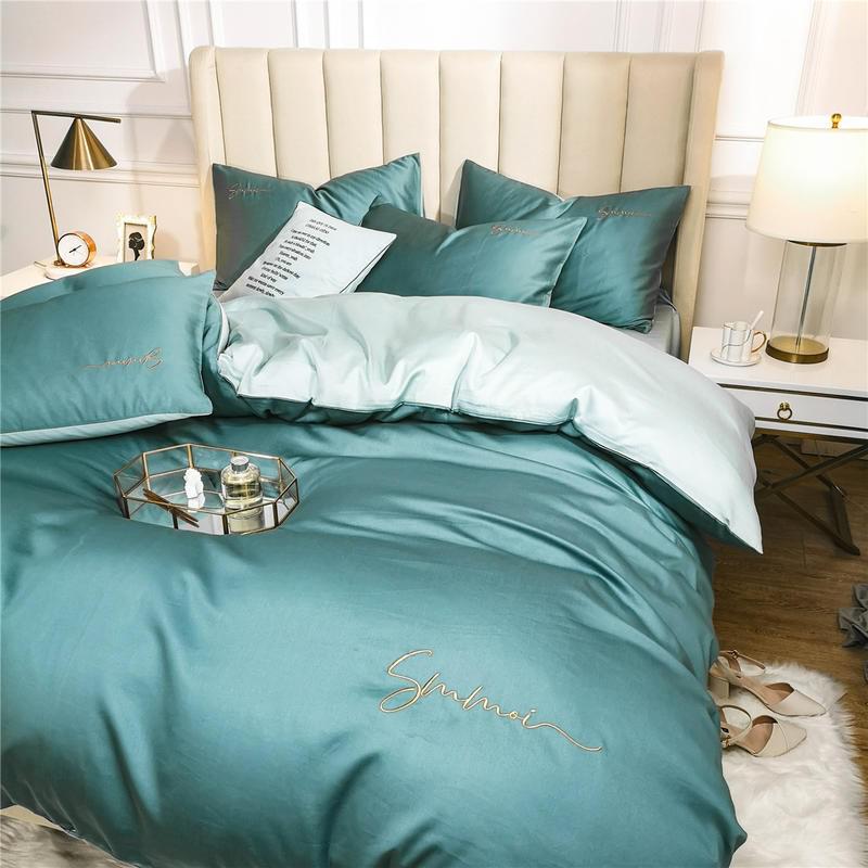 60S Long-staple Cotton Solid Color Embroidery Duvet Cover