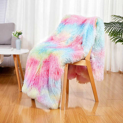 Super Shaggy Sherpa Rainbow Blanket