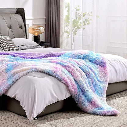 Super Shaggy Sherpa Rainbow Blanket