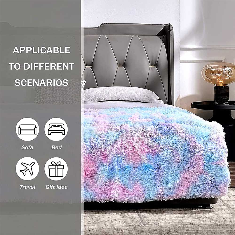 Super Shaggy Sherpa Rainbow Blanket