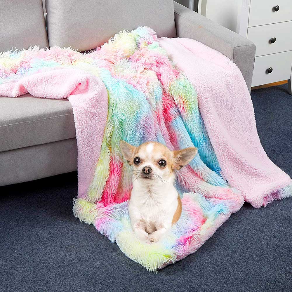 Super Shaggy Sherpa Rainbow Blanket