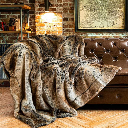 Super Soft  Brown Faux Fur Throw Blanket