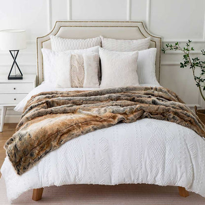 Super Soft  Brown Faux Fur Throw Blanket