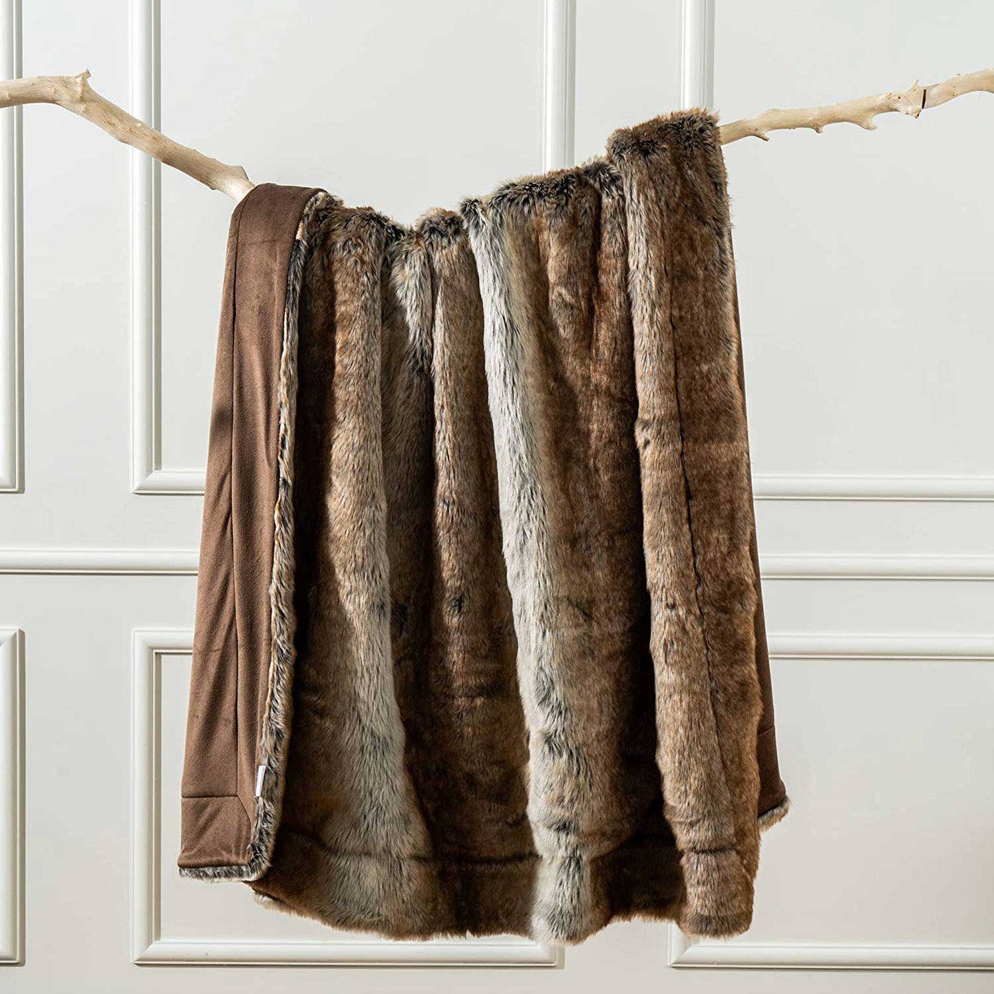 Super Soft  Brown Faux Fur Throw Blanket