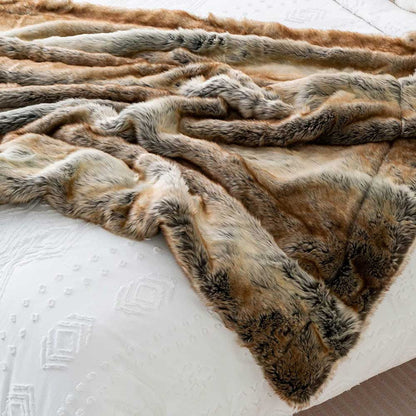 Super Soft  Brown Faux Fur Throw Blanket