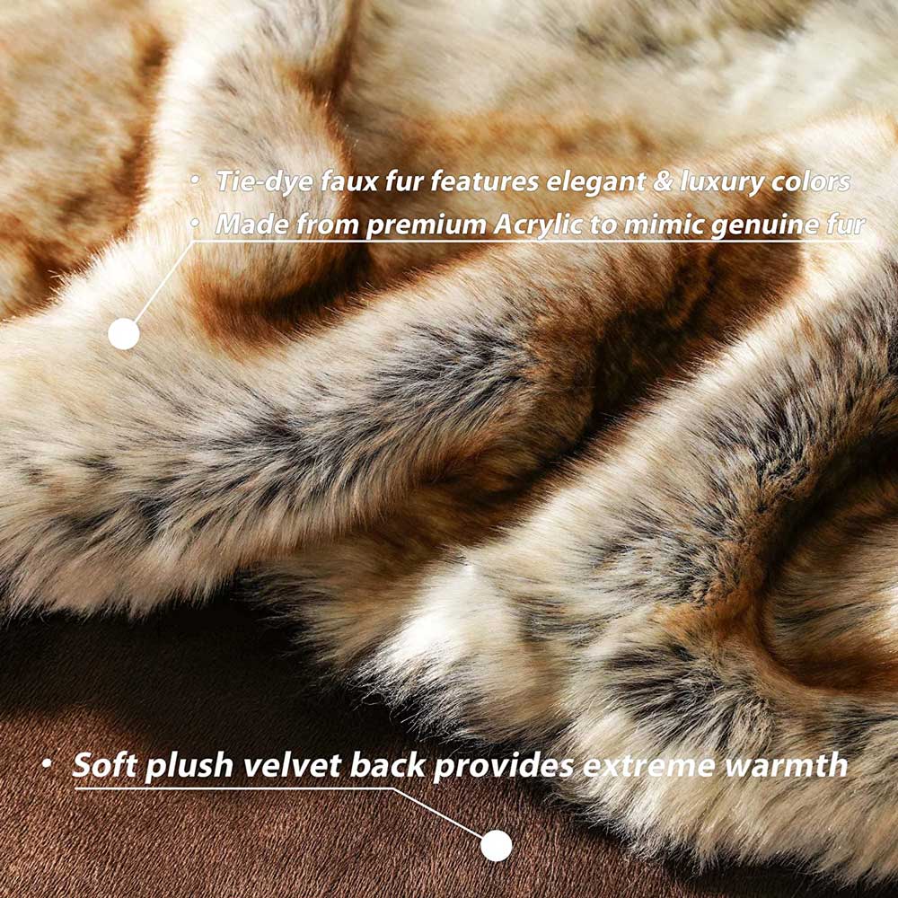 Super Soft  Brown Faux Fur Throw Blanket