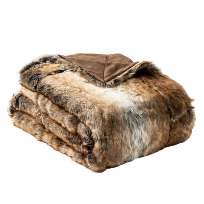 Super Soft  Brown Faux Fur Throw Blanket